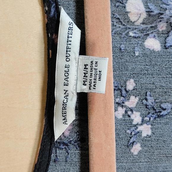 American Eagle Outfitters Black Floral V Neck Boho Maxi Dress Women Size M - Picture 3 of 9